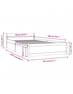 Giroletto con Cassetti Bianco 90x200 cm