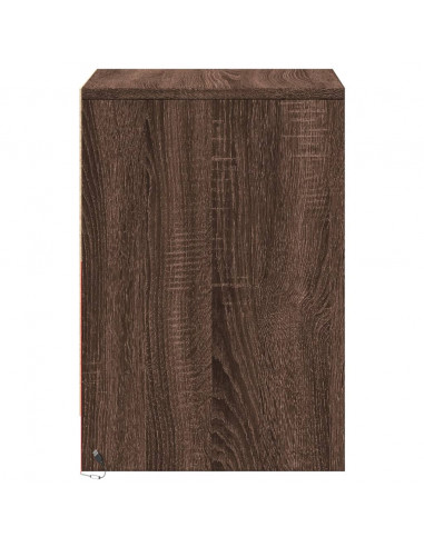 Comodino con Luci LED Rovere Marrone in Legno Multistrato