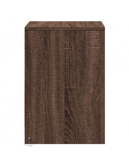 Comodino con Luci LED Rovere Marrone in Legno Multistrato