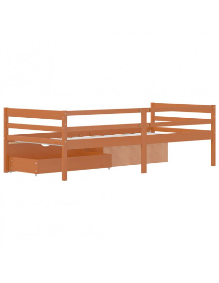 Giroletto con Cassetti Grigio Scuro in Legno di Pino 90x200 cm
