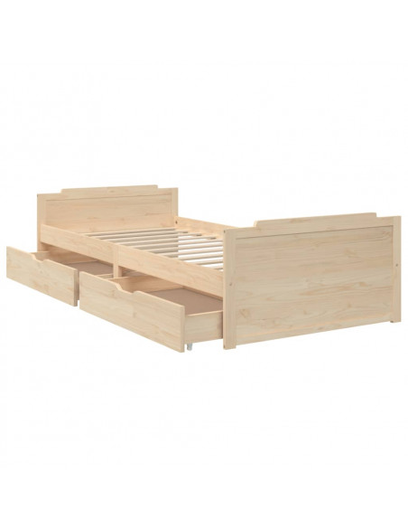 Giroletto con Cassetti in Legno Massello di Pino 90x200 cm