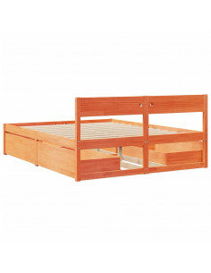 Giroletto con Cassetti Marrone Cera 160x200 cm Massello Pino