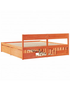 Giroletto con Cassetti Marrone Cera 180x200 Legno Massello Pino