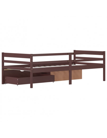 Giroletto con Cassetti Marrone Miele in Legno di Pino 90x200 cm