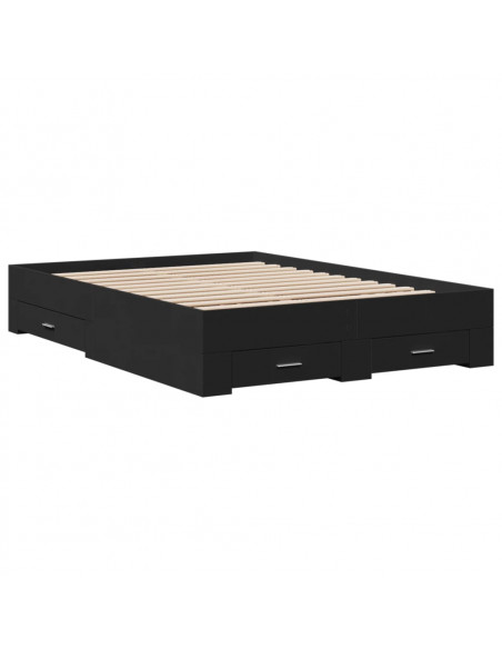Giroletto con Cassetti Nero 120x190 cm in Legno Multistrato