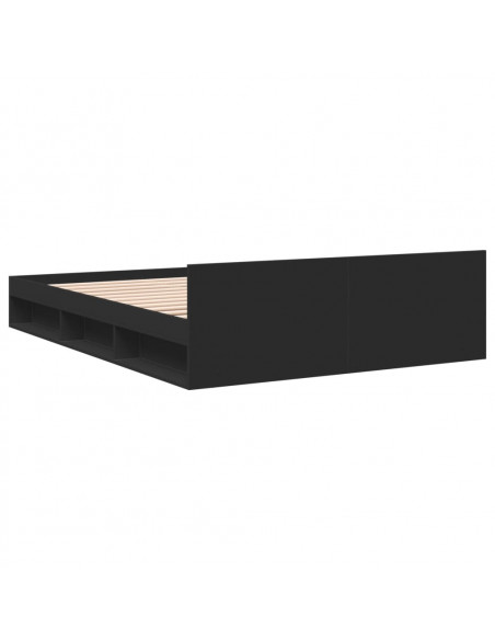 Giroletto con Cassetti Nero 120x190 cm in Legno Multistrato