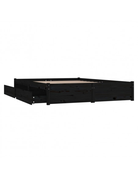 Giroletto con Cassetti Nero 120x190 cm Small Double