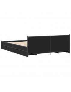 Giroletto con Cassetti Nero 120x200 cm in Legno Multistrato