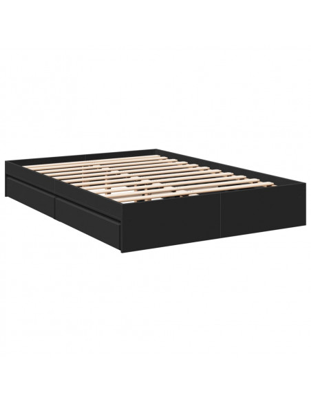Giroletto con Cassetti Nero 120x200 cm in Legno Multistrato
