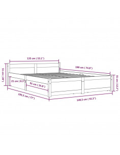 Giroletto con Cassetti Nero 135x190 cm Double