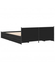 Giroletto con Cassetti Nero 135x190 cm in Legno Multistrato