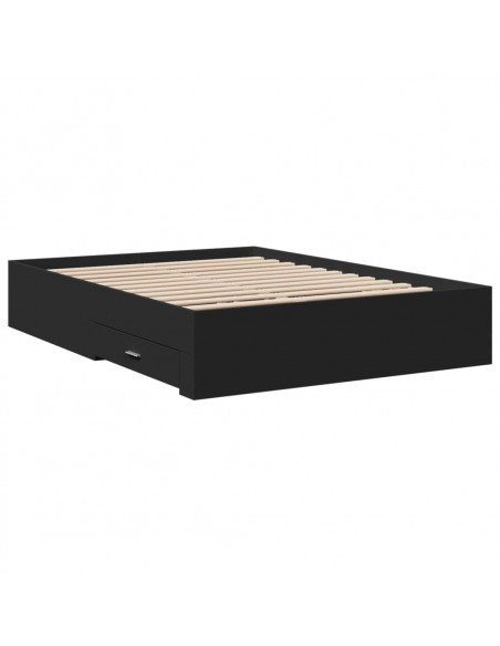 Giroletto con Cassetti Nero 140x190 cm in Legno Multistrato