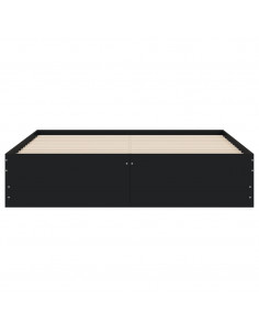 Giroletto con Cassetti Nero 140x190 cm in Legno Multistrato