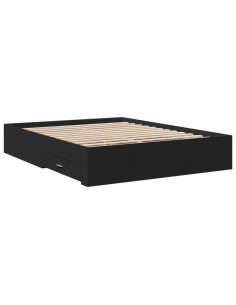 Giroletto con Cassetti Nero 140x200 cm in Legno Multistrato