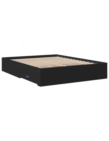 Giroletto con Cassetti Nero 140x200 cm in Legno Multistrato