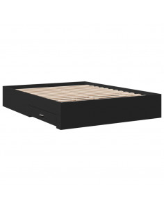 Giroletto con Cassetti Nero 150x200 cm in Legno Multistrato