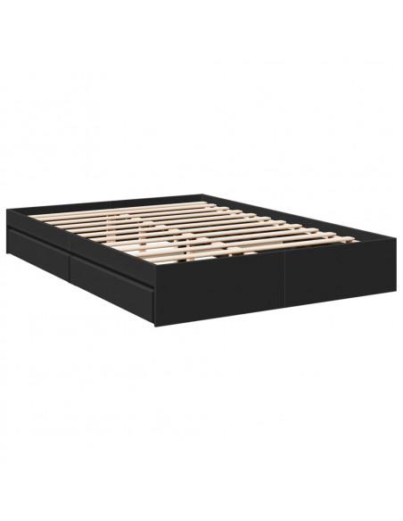 Giroletto con Cassetti Nero 160x200 cm in Legno Multistrato