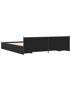 Giroletto con Cassetti Nero 200x200 cm in Legno Multistrato