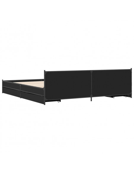 Giroletto con Cassetti Nero 200x200 cm in Legno Multistrato