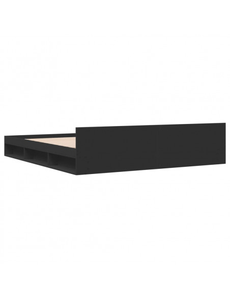 Giroletto con Cassetti Nero 200x200 cm in Legno Multistrato