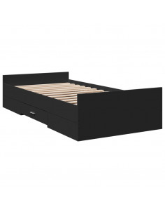 Giroletto con Cassetti Nero 75x190 cm in Legno Multistrato