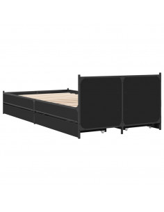 Giroletto con Cassetti Nero 90x190 cm in Legno Multistrato