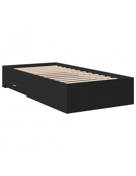 Giroletto con Cassetti Nero 90x190 cm in Legno Multistrato