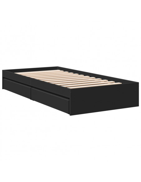 Giroletto con Cassetti Nero 90x190 cm in Legno Multistrato