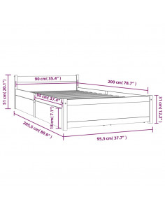 Giroletto con Cassetti Nero 90x200 cm
