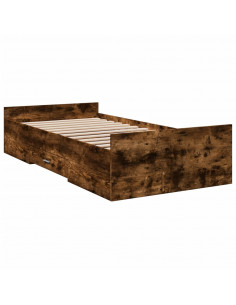 Giroletto con Cassetti Rovere Fumo 100x200 cm Legno Multistrato