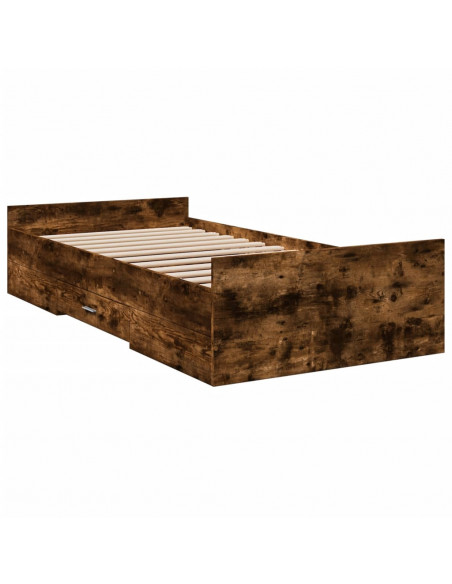 Giroletto con Cassetti Rovere Fumo 100x200 cm Legno Multistrato