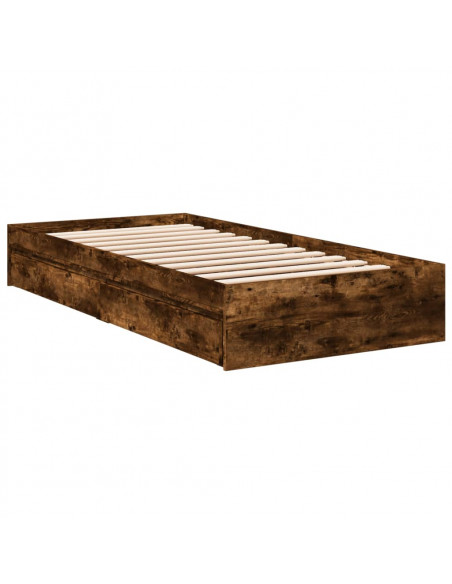 Giroletto con Cassetti Rovere Fumo 100x200 cm Legno Multistrato
