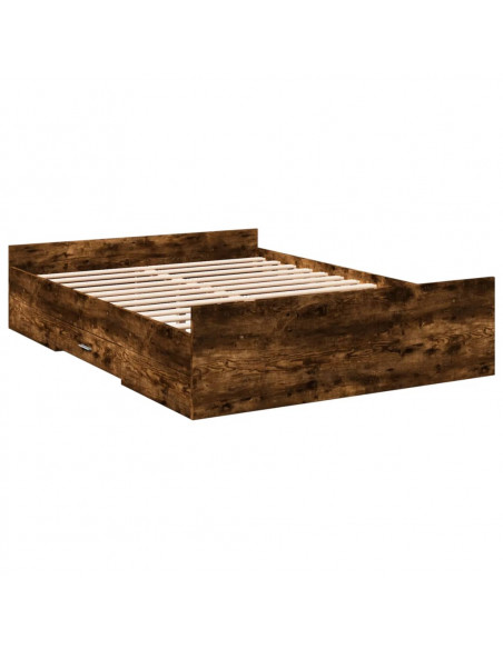 Giroletto con Cassetti Rovere Fumo 120x200 cm Legno Multistrato