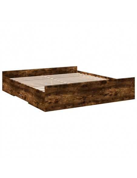 Giroletto con Cassetti Rovere Fumo 200x200 cm Legno Multistrato