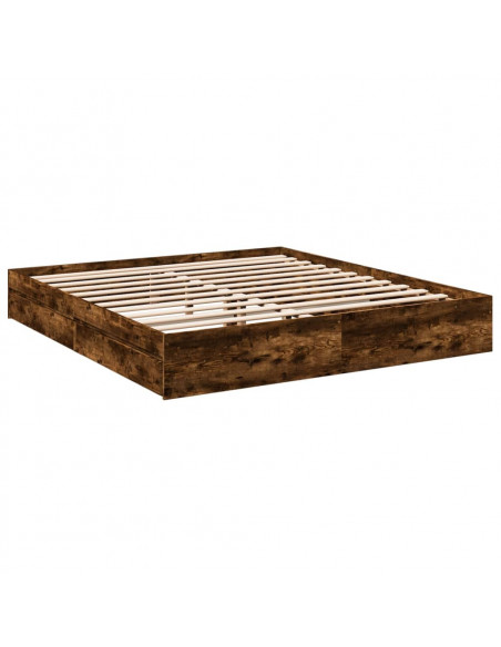 Giroletto con Cassetti Rovere Fumo 200x200 cm Legno Multistrato