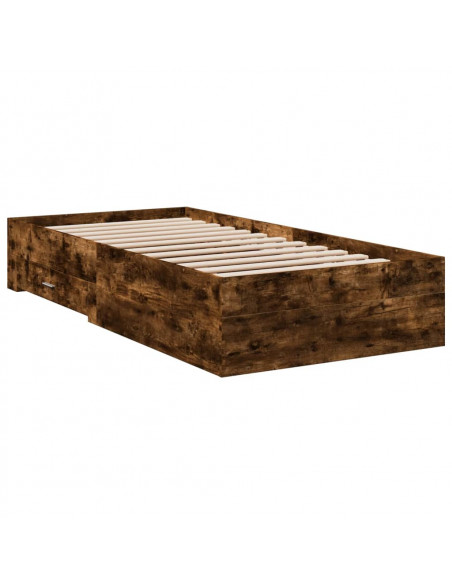 Giroletto con Cassetti Rovere Fumo 90x190 cm Legno Multistrato