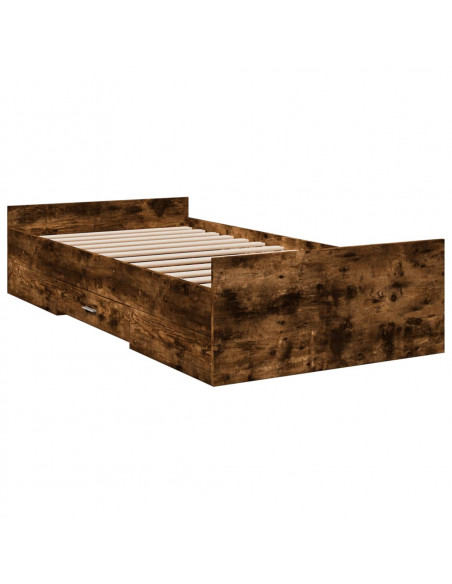 Giroletto con Cassetti Rovere Fumo 90x200 cm Legno Multistrato