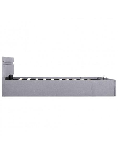 Giroletto con Contenitore e LED Grigio Chiaro Tessuto 140x200cm