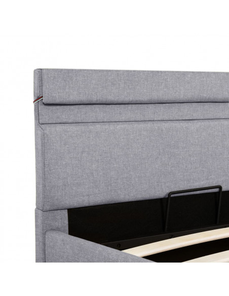 Giroletto con Contenitore e LED Grigio Chiaro Tessuto 90x200 cm