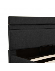 Giroletto con Contenitore e LED Grigio Scuro Tessuto 100x200 cm