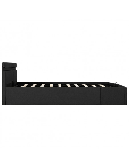 Giroletto con Contenitore e LED Grigio Scuro Tessuto 100x200 cm