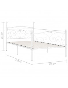 Giroletto Base con Doghe Bianco in Metallo 100x200 cm