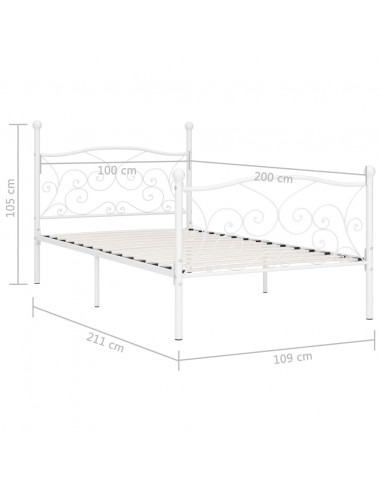 Giroletto Base con Doghe Bianco in Metallo 100x200 cm