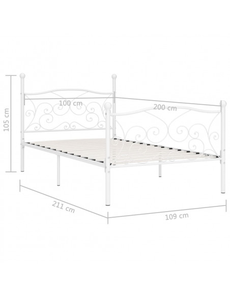Giroletto Base con Doghe Bianco in Metallo 100x200 cm