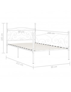 Giroletto con Doghe Bianco in Metallo 90x200 cm