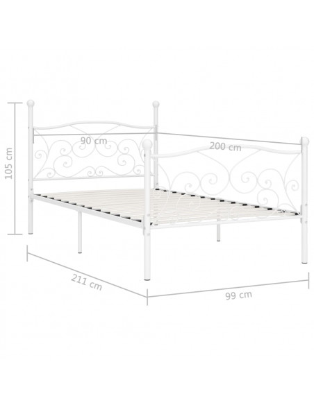 Giroletto con Doghe Bianco in Metallo 90x200 cm