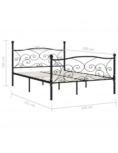 Giroletto con Doghe Nero in Metallo 140x200 cm