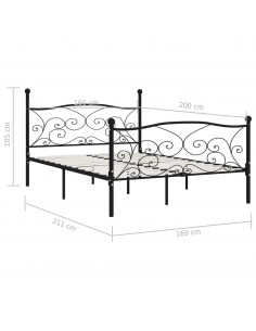 Giroletto con Doghe Nero in Metallo 160x200 cm