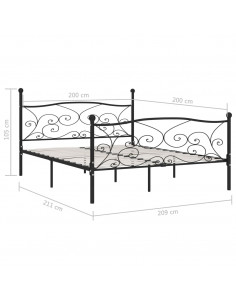 Giroletto con Doghe Nero in Metallo 200x200 cm