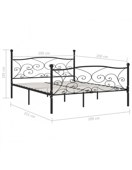 Giroletto con Doghe Nero in Metallo 200x200 cm